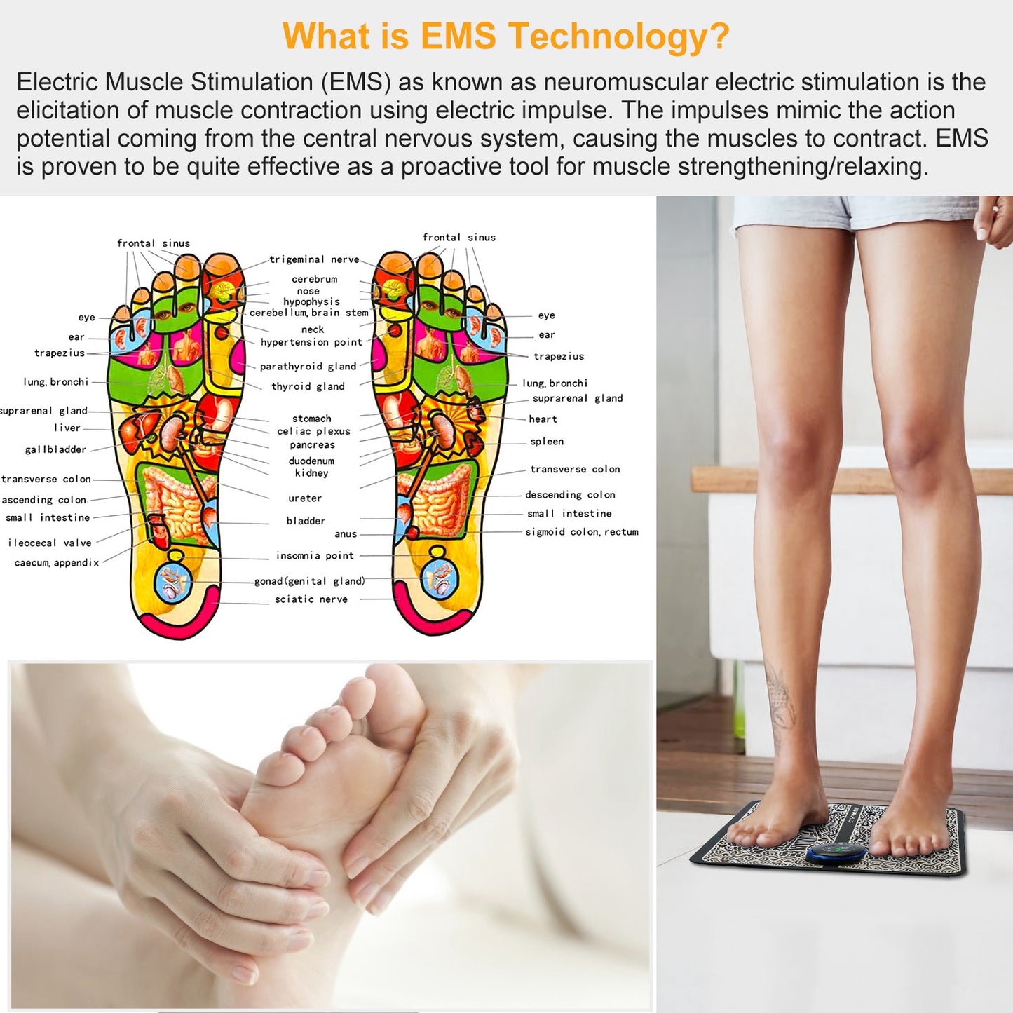 EMS Foot Massager Mat - Electric Pulse Therapy for Pain Relief & Circulation