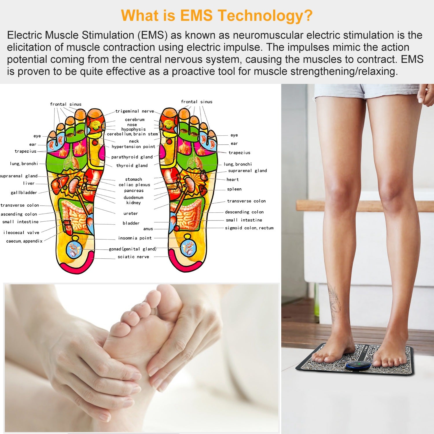 EMS Foot Massager Mat - Electric Pulse Therapy for Pain Relief & Circulation