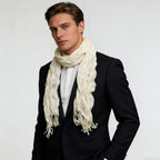 White Crinkle Texture Scarf for Women & Men - Lightweight 70x25 Inch Shawl Wrap