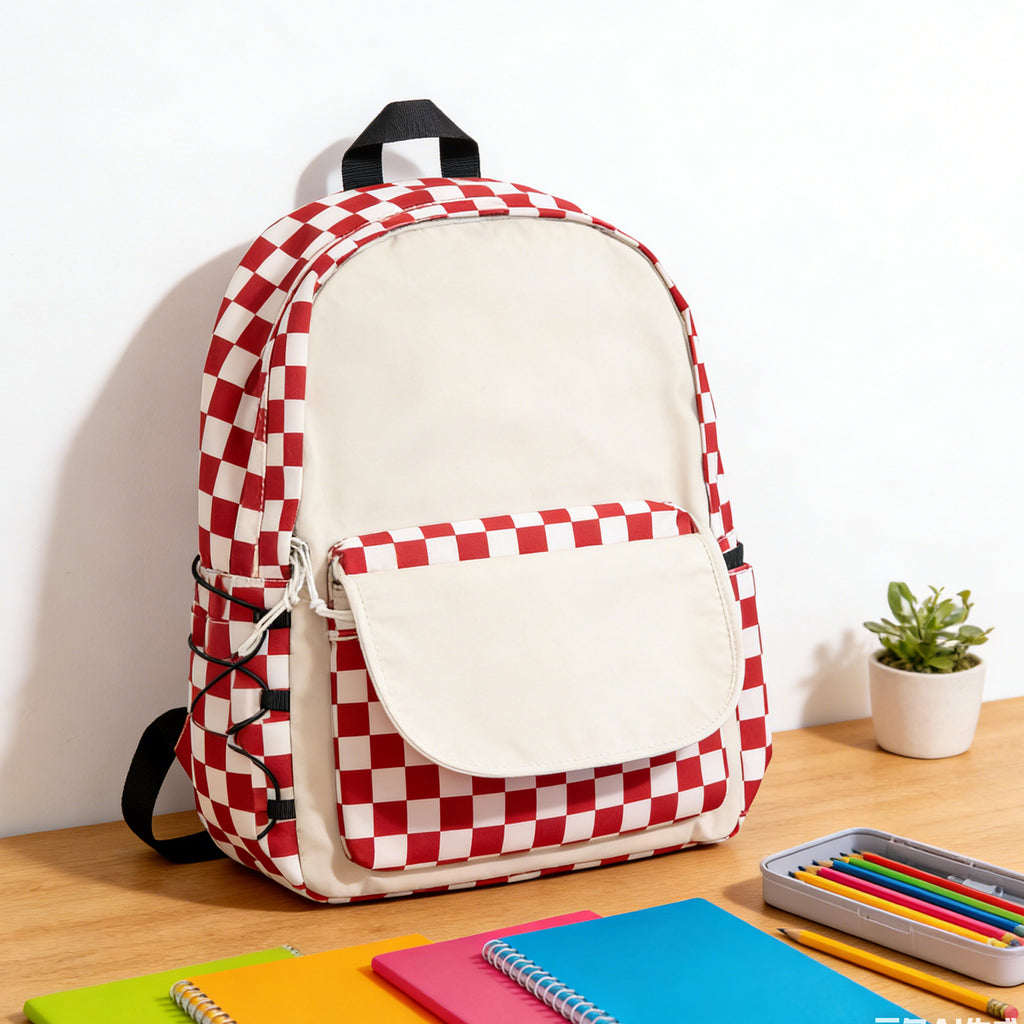 Classic Plaid Backpack - Durable School & Travel Daypack with Laptop Compartment