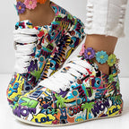 Women's Printed Lace-Up Platform Sneakers | Thick Cushioned Sole, US 6–9.5