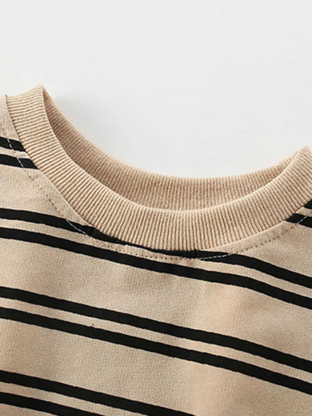 Children's Striped Bear Crew Neck Sweatshirt – 100% Cotton Kids Pullover