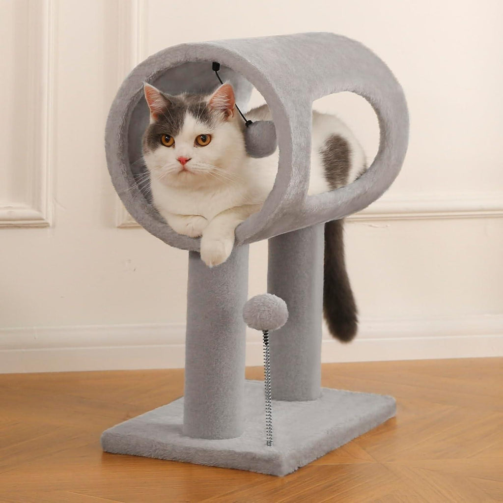Cat Tree Tower with Tunnel Bed & Scratching Posts – 20.5" Play & Rest Station for Cats
