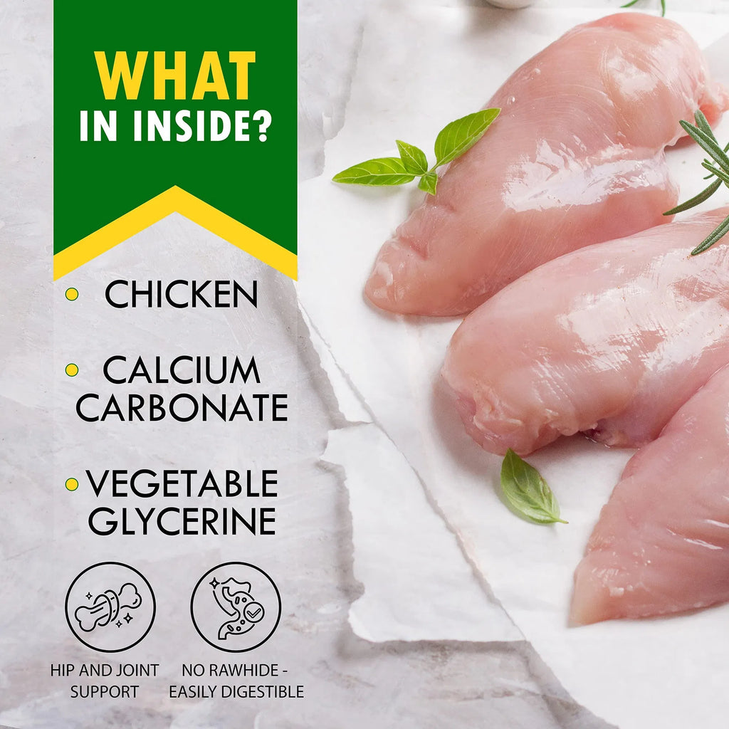 Premium Chicken-Wrapped Calcium Dog Bones - Grain-Free Natural Chew Treats for All Breeds