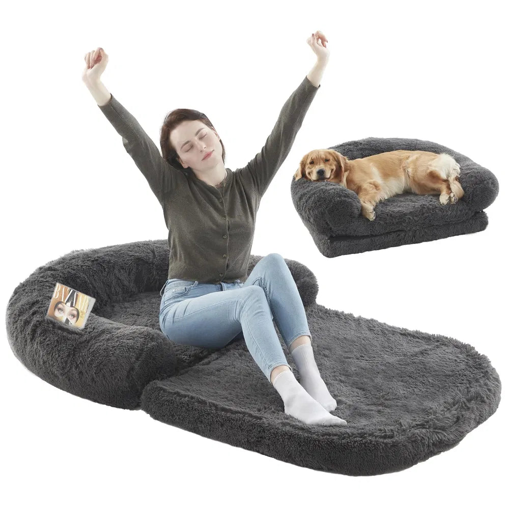 Human Dog Bed – Oversized 71"x43" Orthopedic Memory Foam Lounger for Large Dogs & Owners