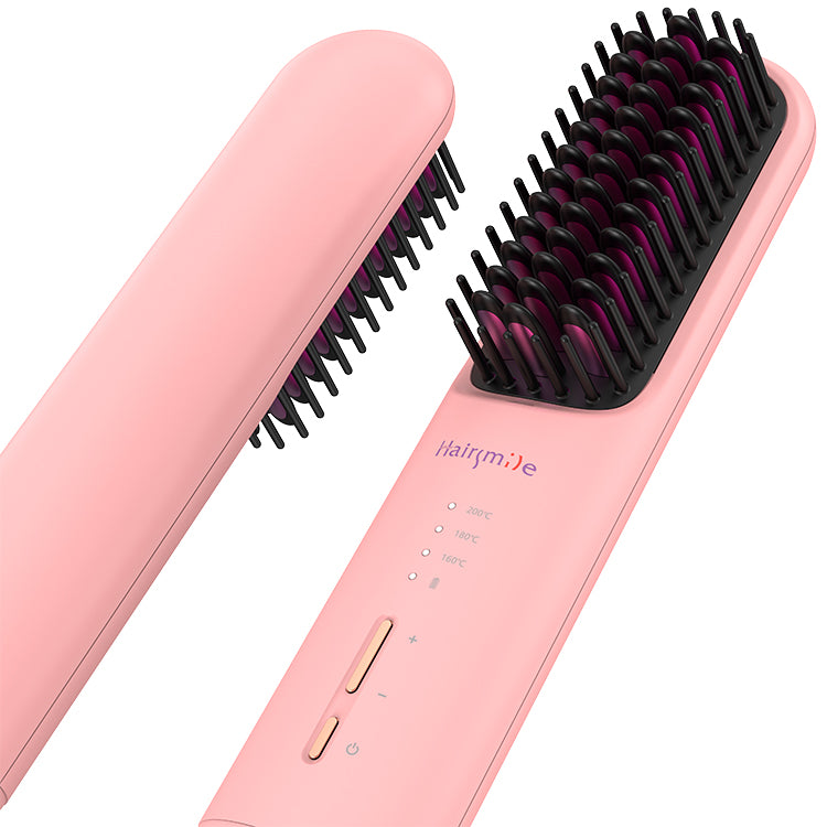 USB Rechargeable Cordless Hair Straightener Brush – Ionic Styling Comb for Men & Women | 3 Heat Settings