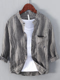 Men's Casual Three-Quarter Sleeve Shirt – Soft Cotton Blend Button-Up