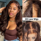 Chocolate Brown Body Wave Wig | 4x4 Swiss Lace Closure | 100% Human Hair | 150% Density