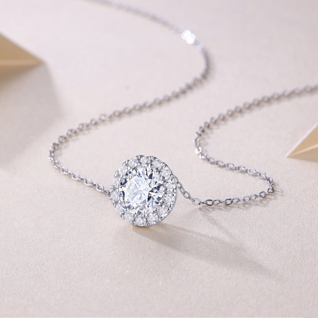 2 Carat Moissanite Pendant Necklace – Sterling Silver | Diamond Alternative for Women