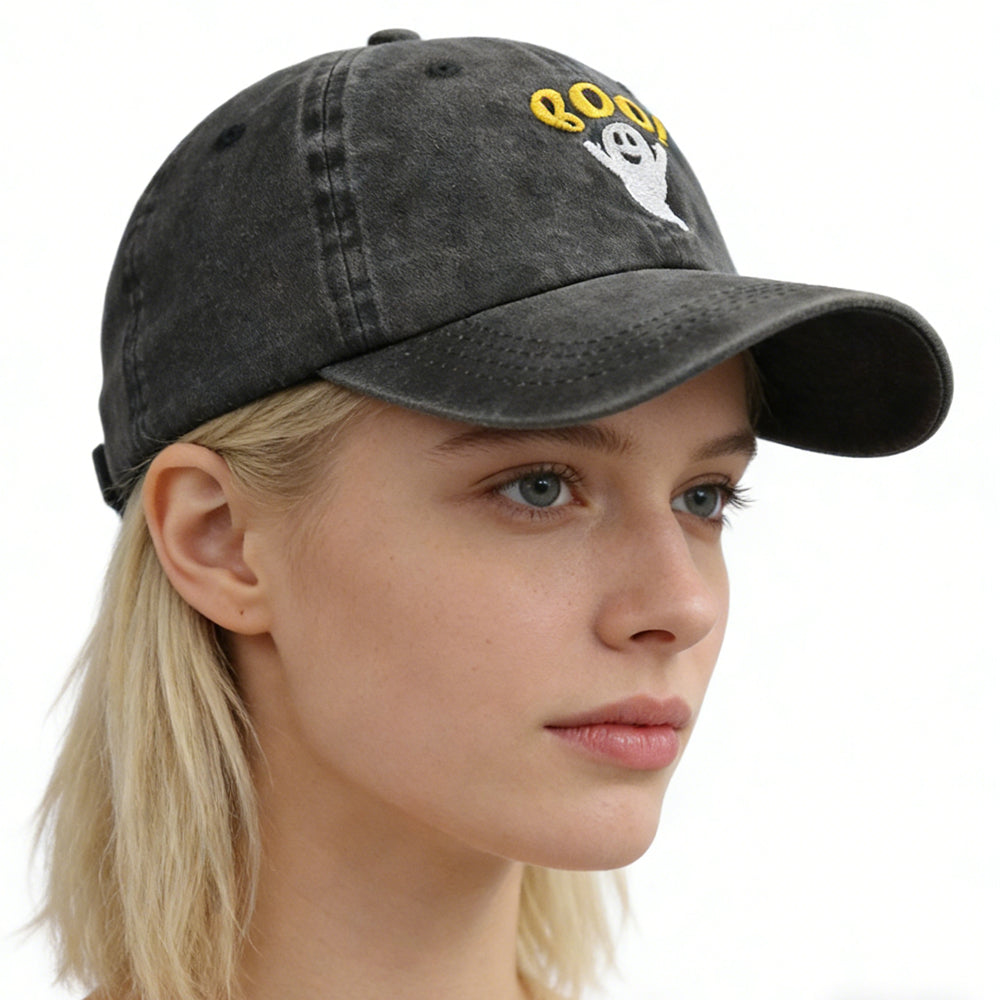 Embroidered BOO Baseball Cap 2-Pack - Adjustable Cotton Caps for Women & Men