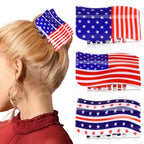 Patriotic Hair Clips Set – 3-Piece Red White & Blue American Flag Claw Clips for 4th of July, Memorial Day & More