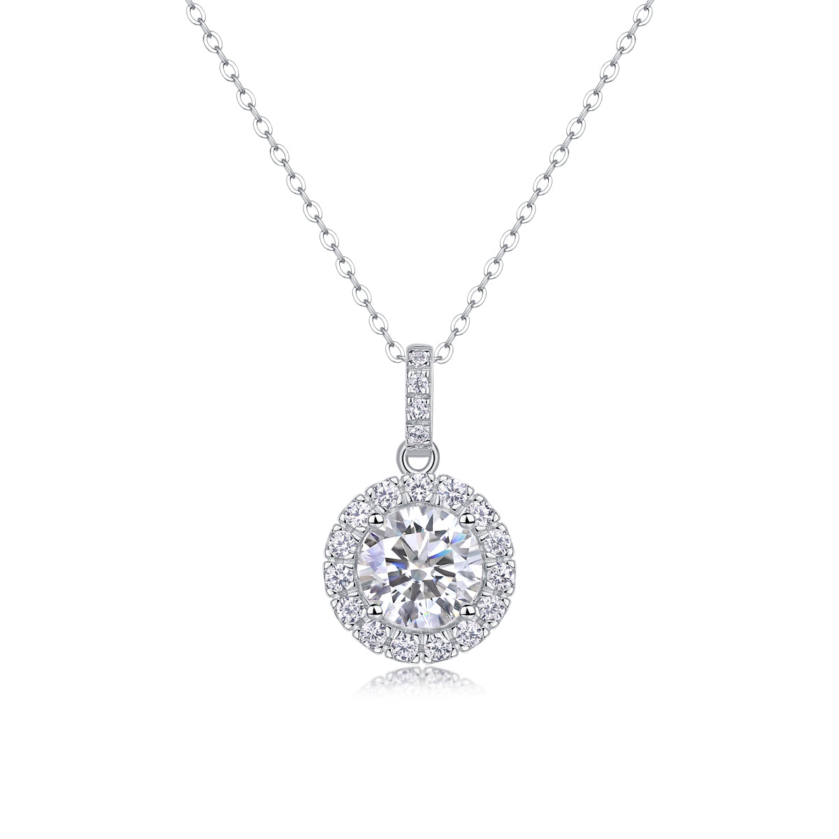 2 Carat Moissanite Dandelion Pendant Necklace – 925 Sterling Silver, Platinum-Plated
