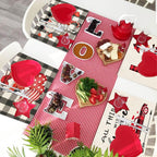 Valentine's Day Gnome Placemats Set of 4 - Heart Pattern Table Mats for Romantic Dinners