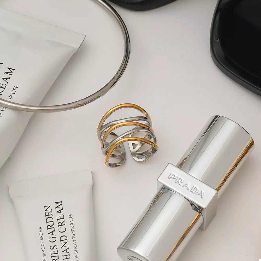 Two-Tone Open Ring | 18K Gold-Plated Stainless Steel
