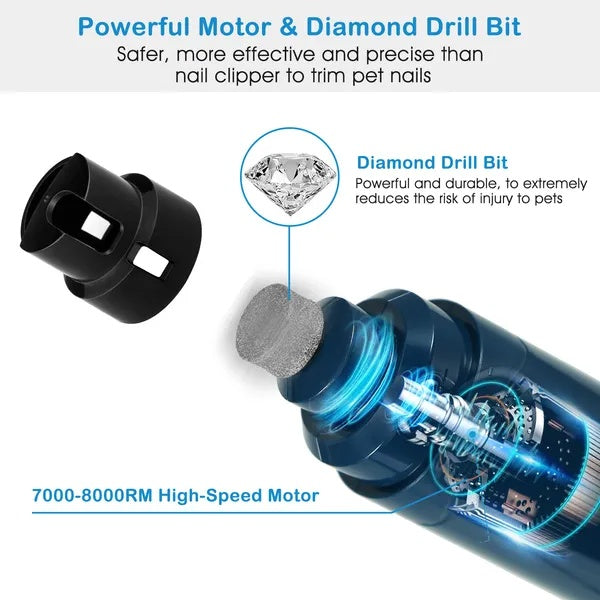 Professional Pet Nail Grinder - Quiet USB Rechargeable Dog & Cat Nail Trimmer