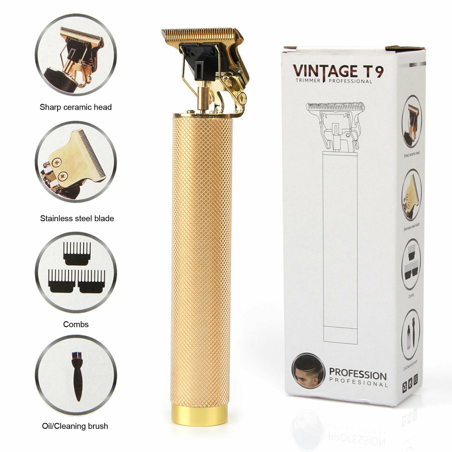 Professional Cordless Hair Clipper & Beard Trimmer - Zero Gap T-Blade for Precision Cuts