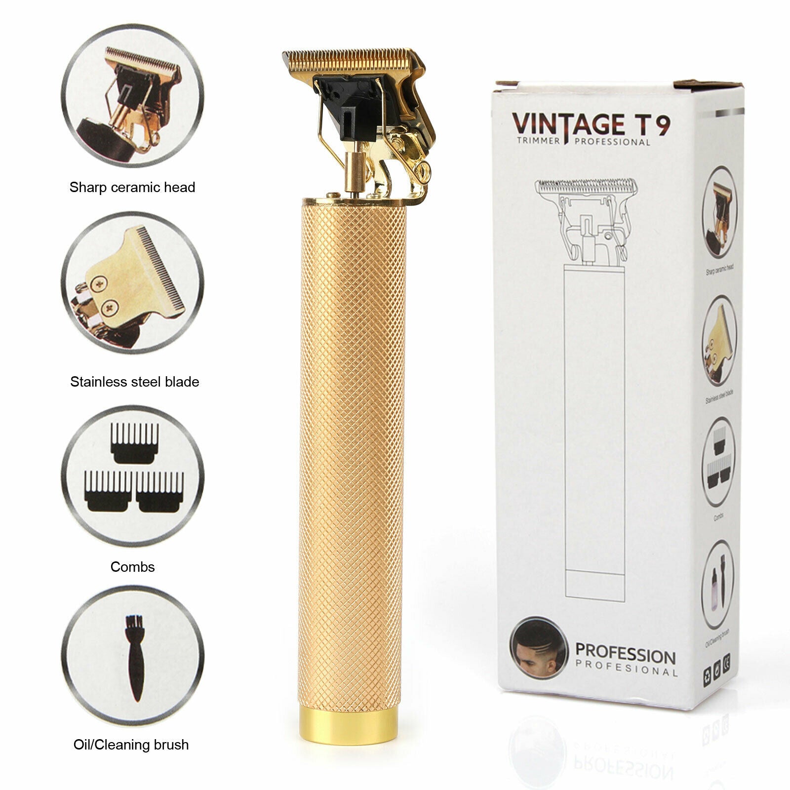 Professional Cordless Hair Clipper & Beard Trimmer - Zero Gap T-Blade for Precision Cuts