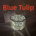 New DIY Tulip Mirror Cube Lamp Three-Dimensional Nightlight Material Package Handmade Craft Birthday Gifts Led Tulip Night Light