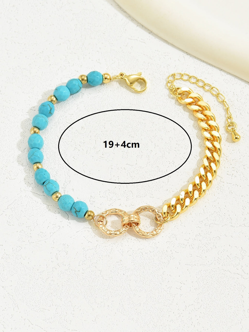 Turquoise Beaded Layered Bracelet – Boho Double Ring Chain Jewelry for Women
