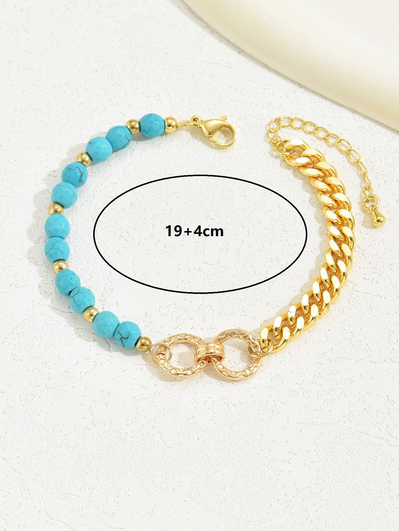 Turquoise Beaded Layered Bracelet – Boho Double Ring Chain Jewelry for Women