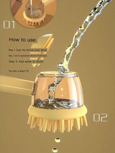 Liquid Pet Bath Brush – Built-In Shampoo Dispenser | Soft Silicone Bristles for Dogs & Cats