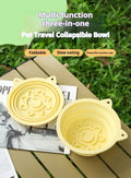 Collapsible Pet Travel Bowl – 3-in-1 Slow Feeder with Suction Cups & Carabiner Hook