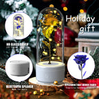Enchanted Rose LED Light with Bluetooth Speaker - Romantic Glass Dome Night Light for Valentine's Day & Home Decor
