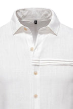 Men's Collared Button-Down Shirt – Viscose Linen Blend Clean Minimal Top