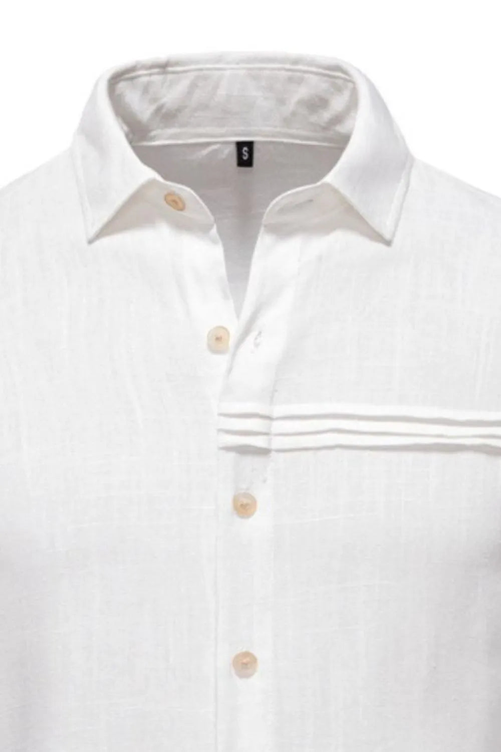 Men's Collared Button-Down Shirt – Viscose Linen Blend Clean Minimal Top