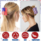 Patriotic Claw Clips Set of 3 – Bold Red White & Blue American Flag Hair Clips for 4th of July & Patriotic Events