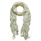 White Crinkle Texture Scarf for Women & Men - Lightweight 70x25 Inch Shawl Wrap