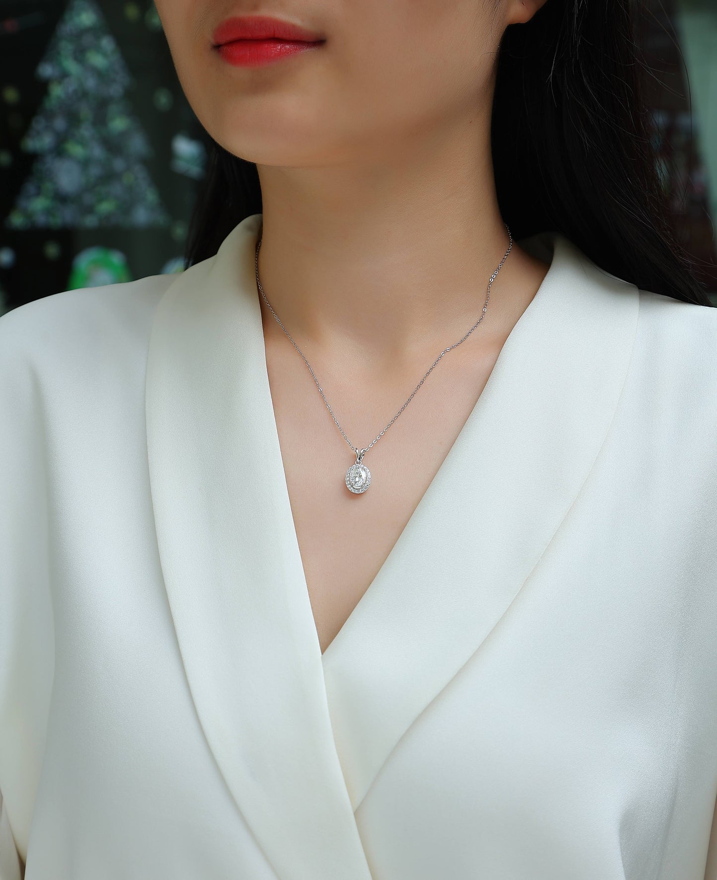 Moissanite Pendant Necklace | 1 Carat Oval Cut | S925 Sterling Silver
