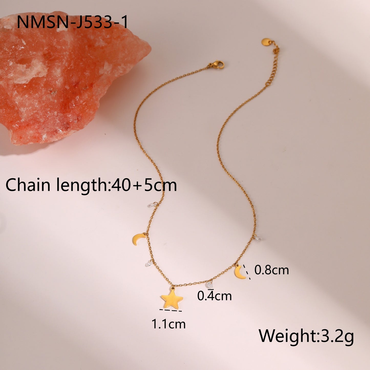 18K Gold Plated Star Pendant Necklace | Sparkling Zircon Crystals | Stainless Steel
