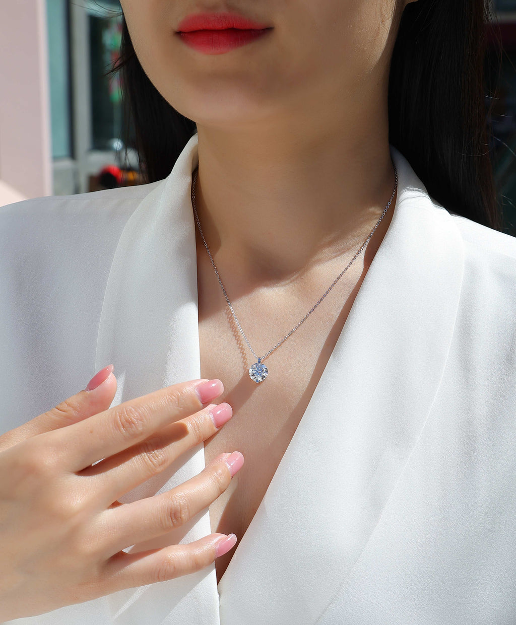 Moissanite Pendant Necklace – 925 Sterling Silver & Platinum Plated | 0.5–5 Carat