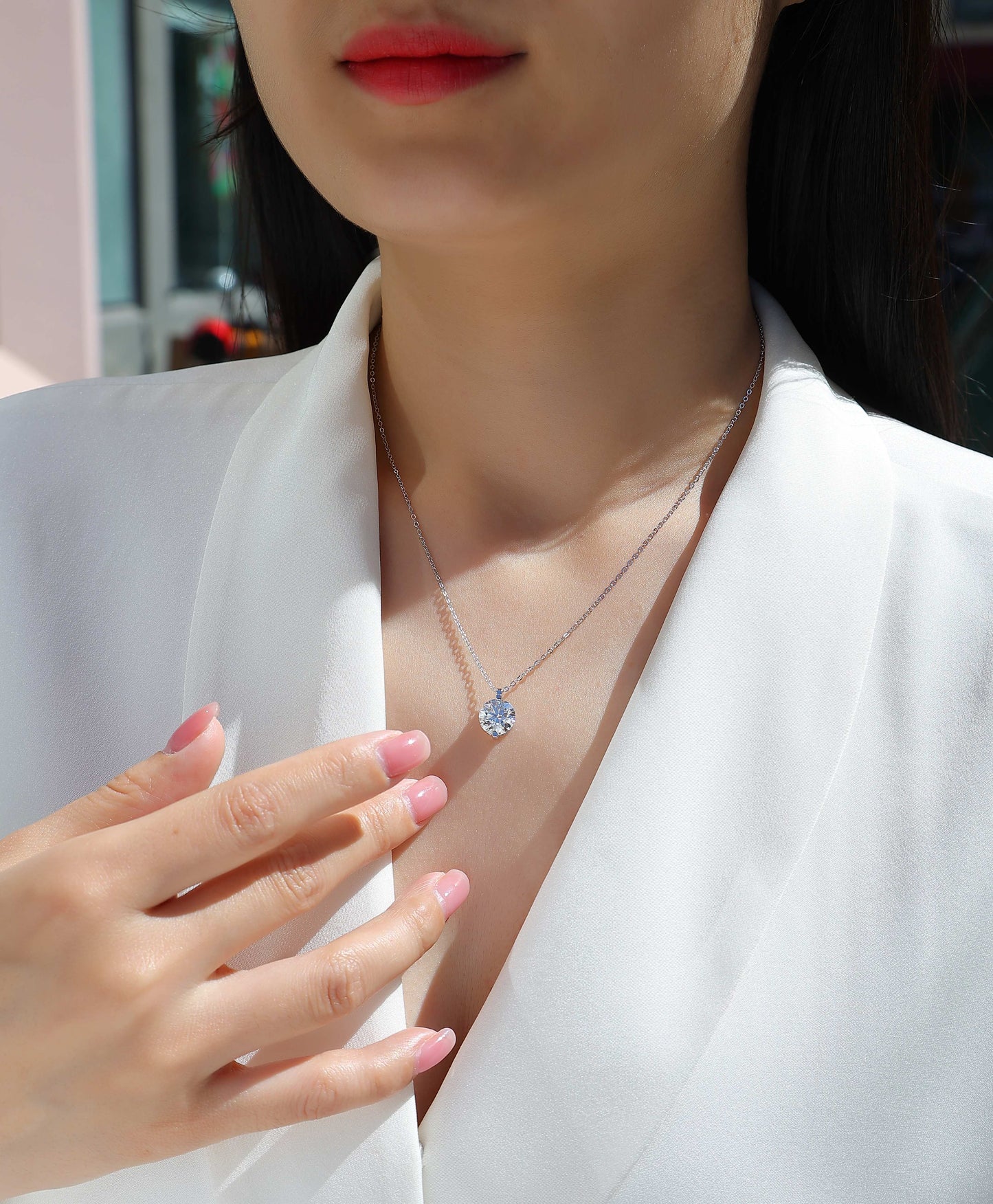 Moissanite Pendant Necklace – 925 Sterling Silver & Platinum Plated | 0.5–5 Carat