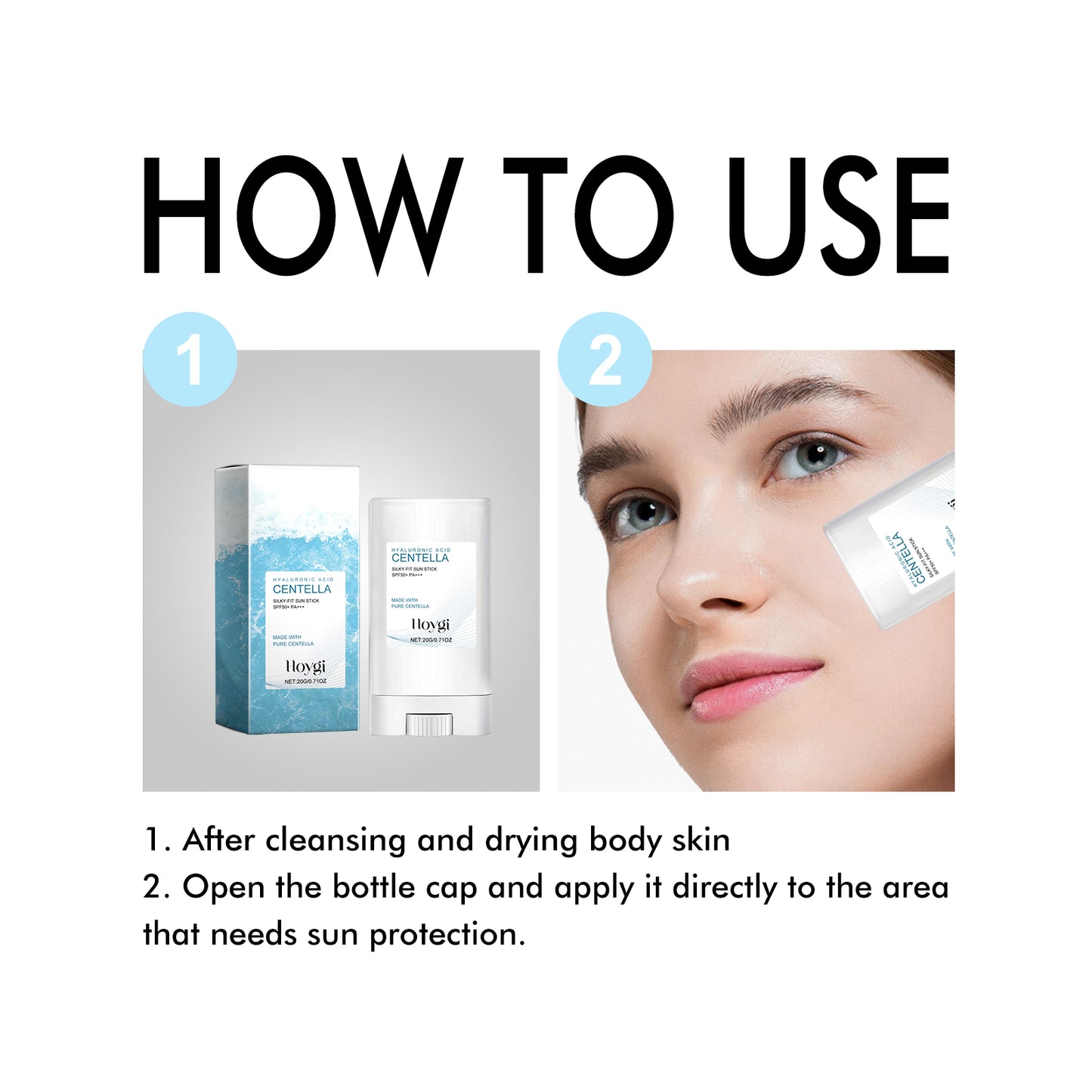 Hyaluronic Acid Sunscreen Stick SPF 50+ – Moisturizing UV Protection for Sensitive & Sun-Damaged Skin