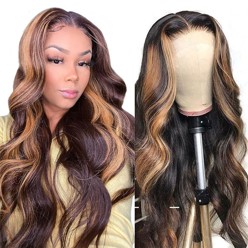 Long Curly Wig with Center Part Bangs - Heat Resistant Synthetic Fiber