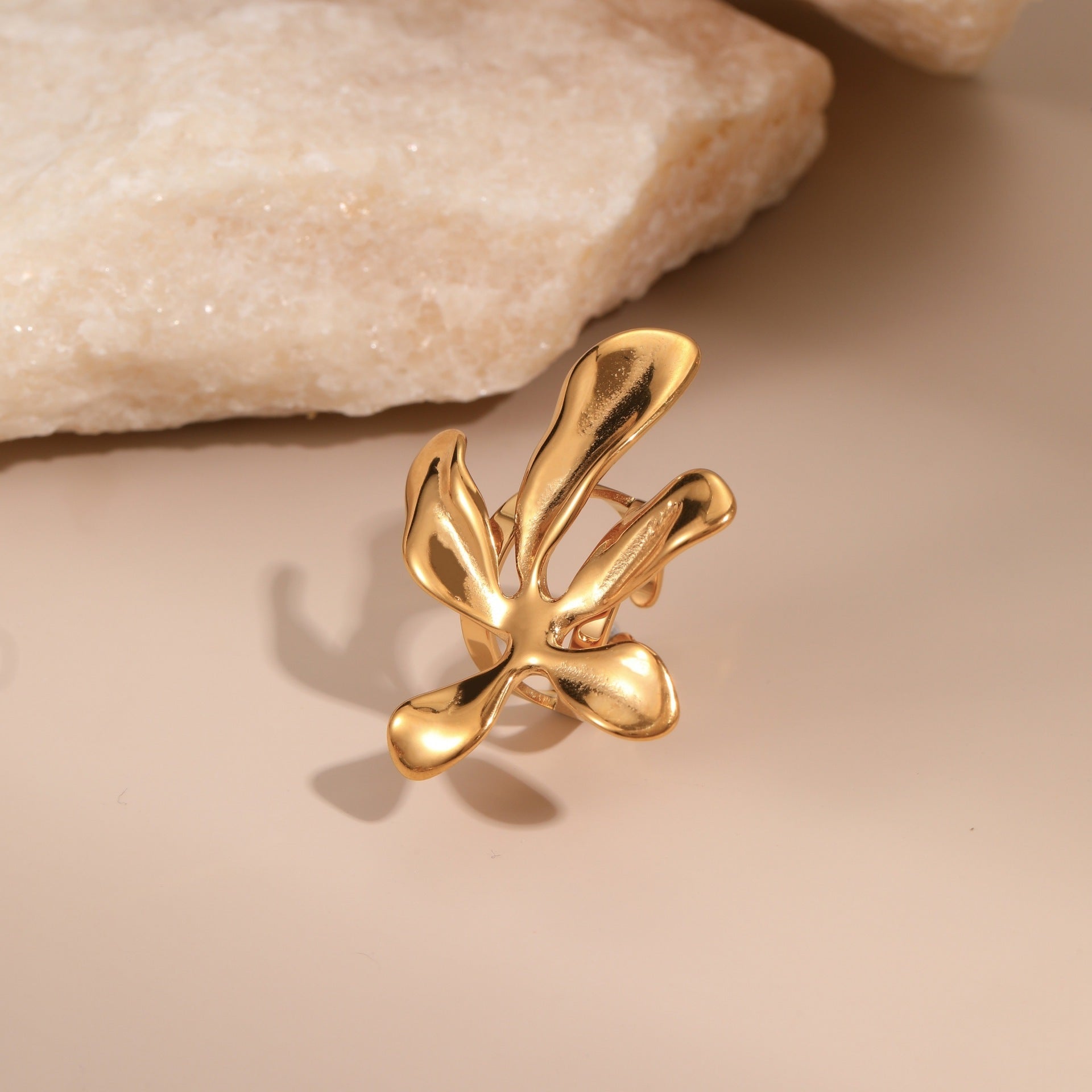 18K Gold Plated Flower Jewelry Set | Necklace, Earrings & Ring for Women
