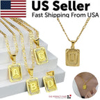 Personalized Gold Initial Necklace – Stainless Steel Letter Pendant | Figaro Chain