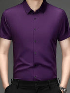 Men's Short Sleeve Button-Up Shirt – Soft Cotton Blend Casual Top