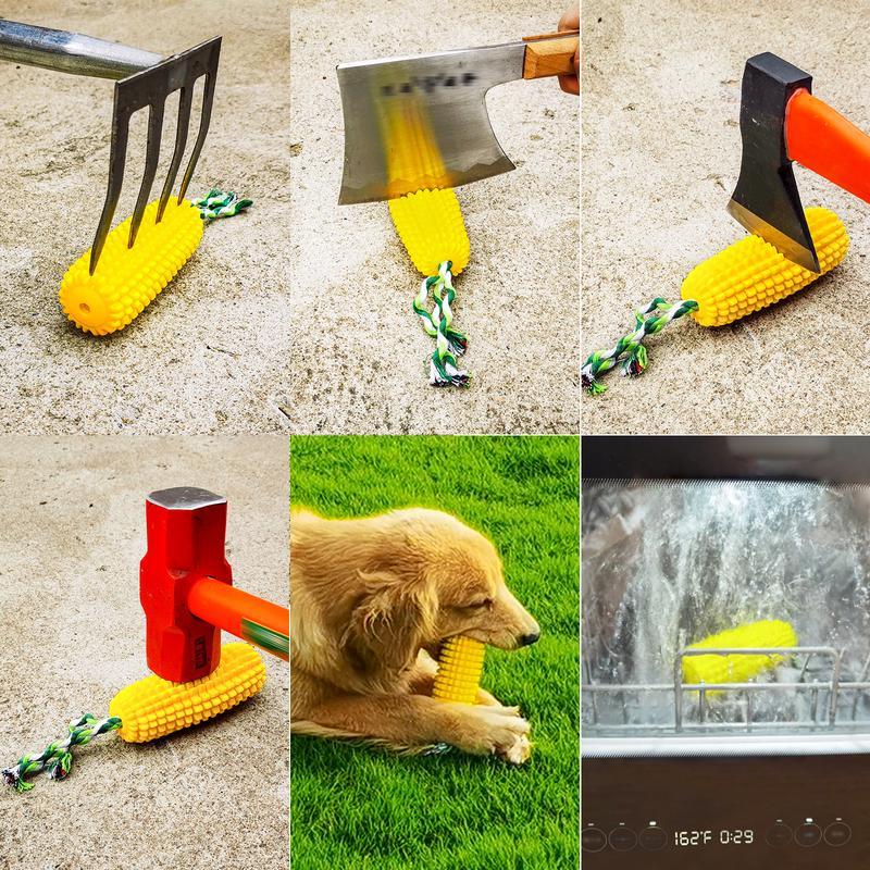Squeaky Corn Dog Chew Toy — Durable Rope & Rubber Teether for All Breeds