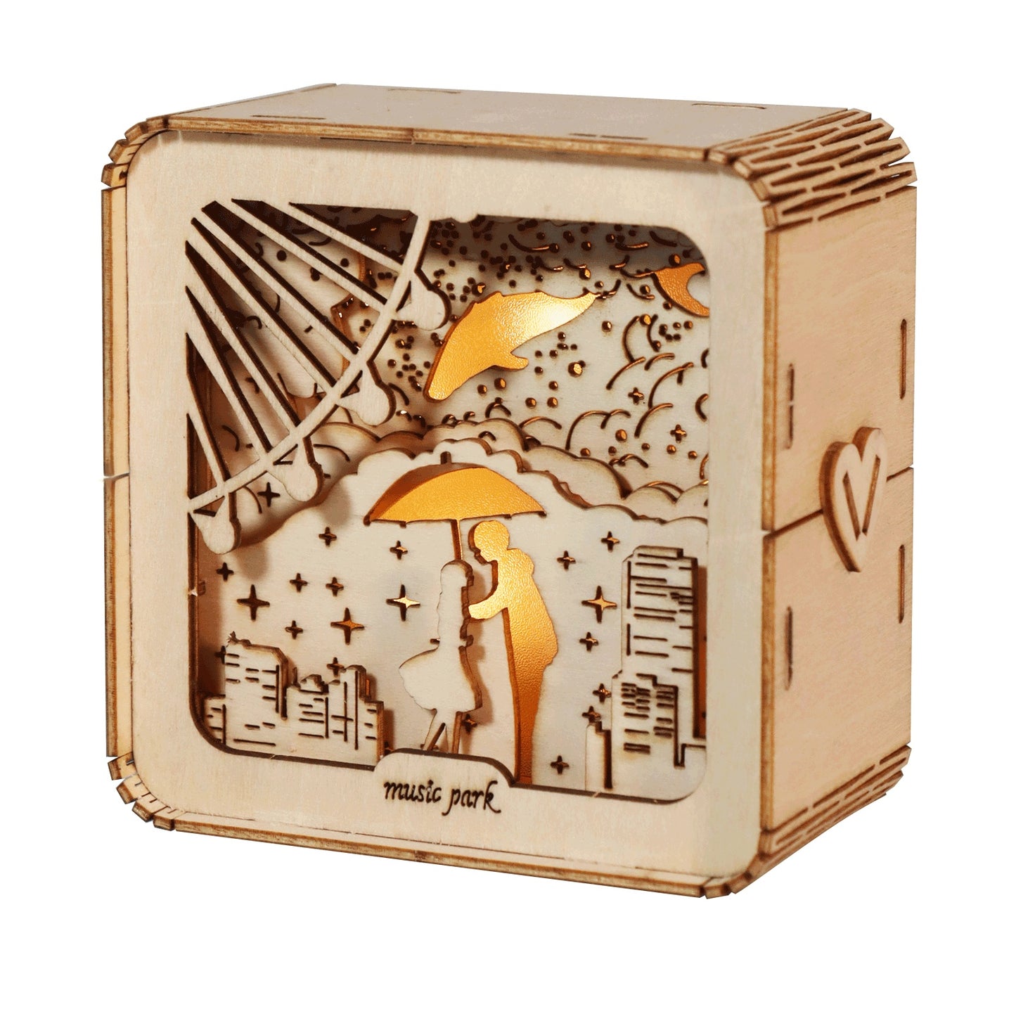 3D Wooden Love Puzzle Night Light – Romantic DIY Model Kit | Ambient Desk Lamp Gift for Women