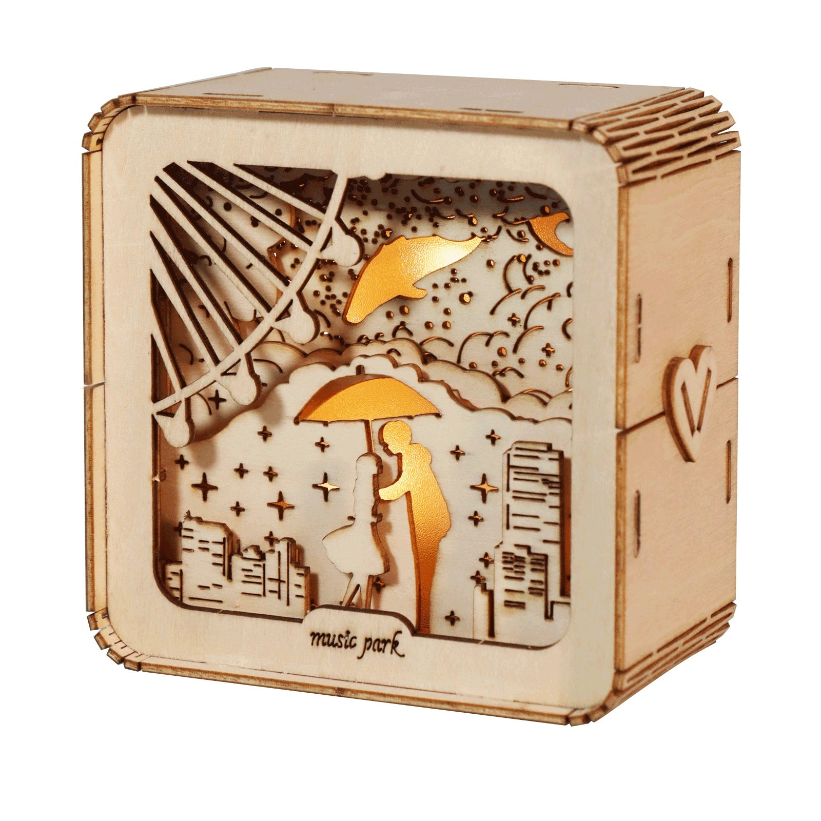 3D Wooden Love Puzzle Night Light – Romantic DIY Model Kit | Ambient Desk Lamp Gift for Women