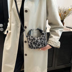 Fuzzy Mini Handbag with Zipper – Chic PU Leather & Polyester Crossbody