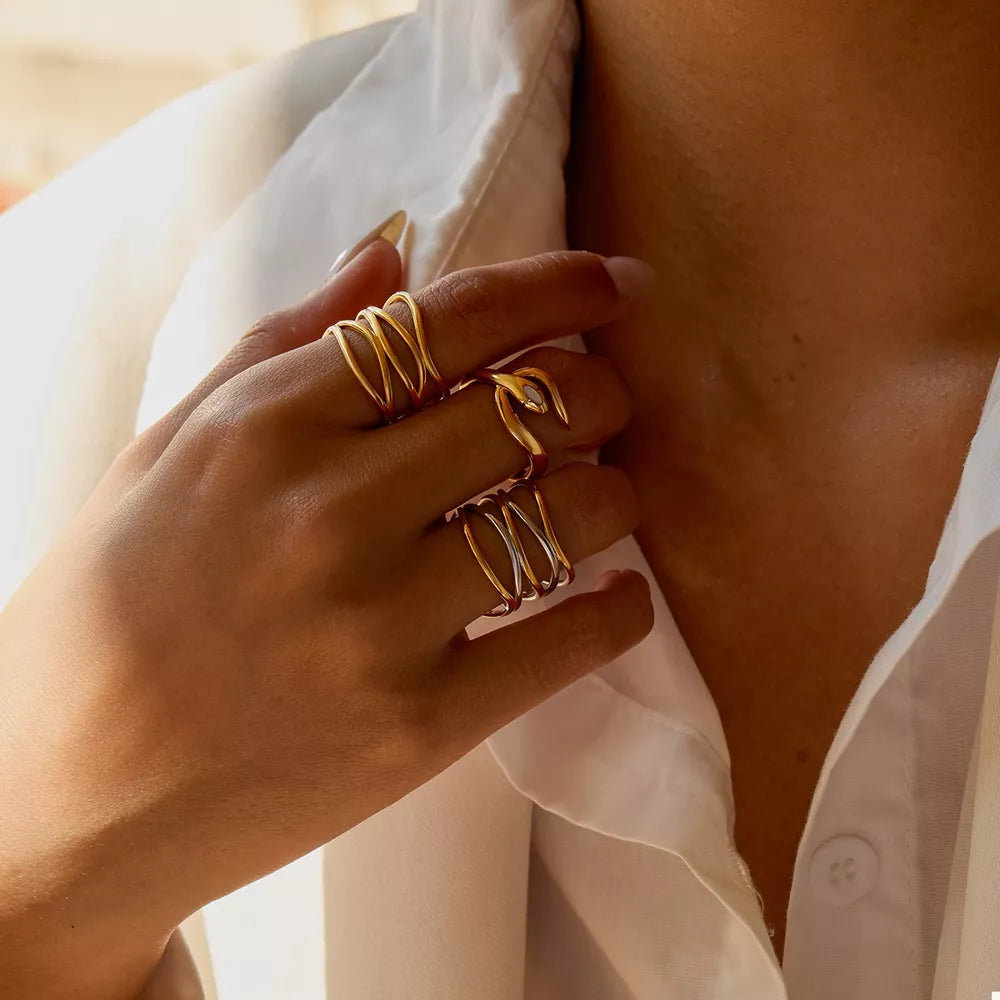 Two-Tone Open Ring | 18K Gold-Plated Stainless Steel