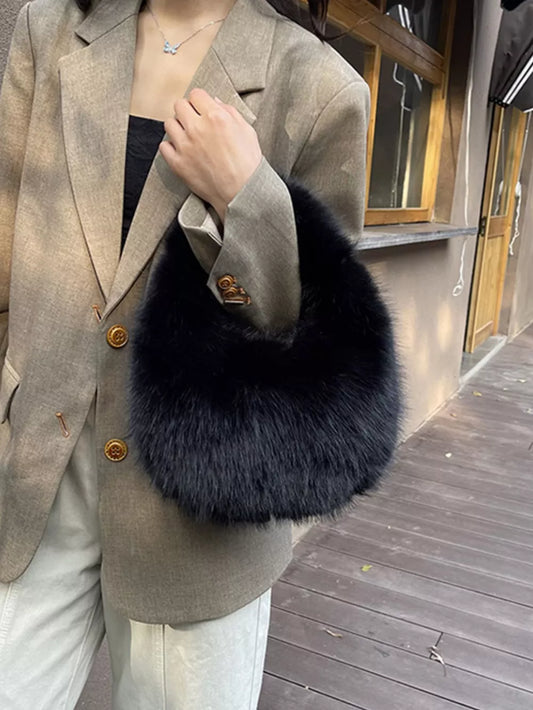 Fluffy Solid Color Mini Handbag