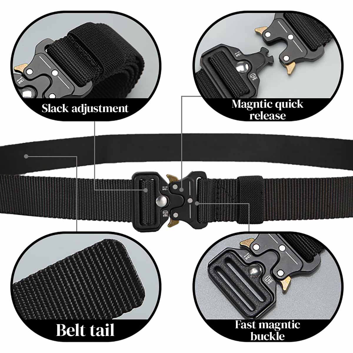 Men's Tactical Belt | Quick-Release Buckle | Adjustable Military Nylon Waist Belt