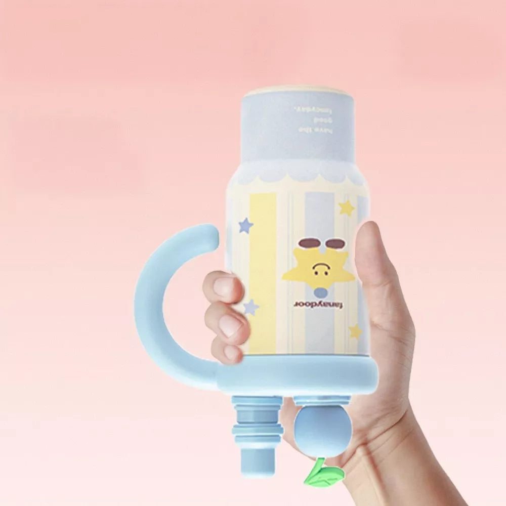 800ml Colorful Cartoon Water Bottle with Straw & Handle | Stainless Steel Insulated Tumbler | 27oz