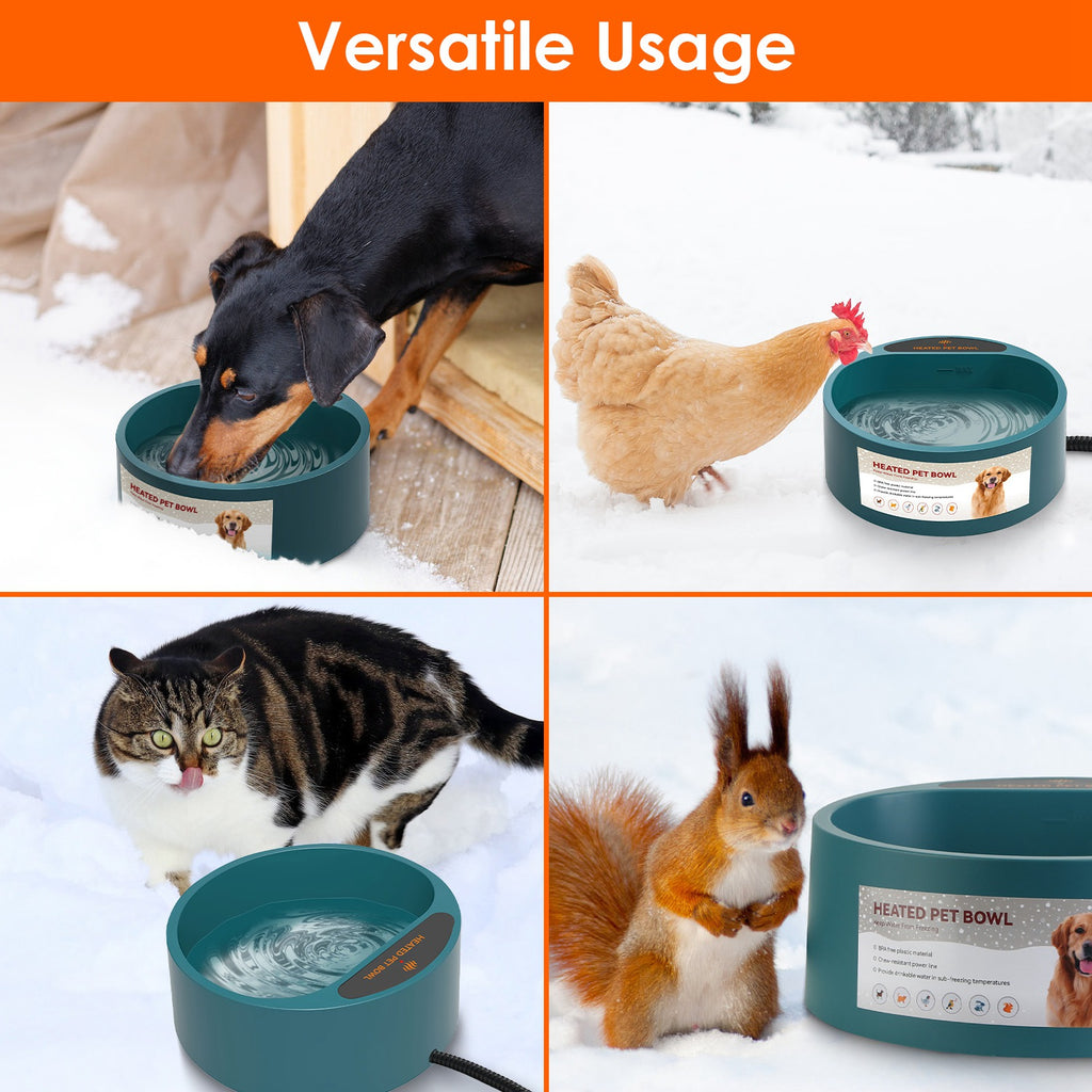 Heated Pet Water Bowl - 74oz Thermostat Controlled, Anti-Freeze for Dogs & Cats