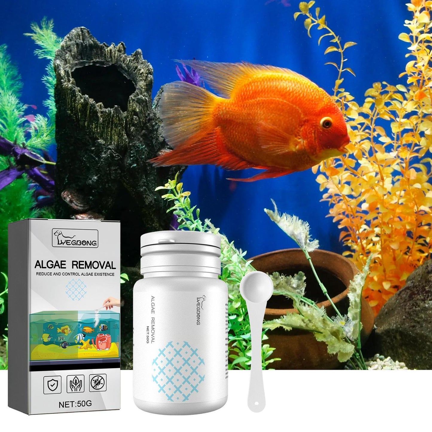 Aquarium Algae Remover - Fast-Acting Algaecide for Crystal Clear Fish Tanks
